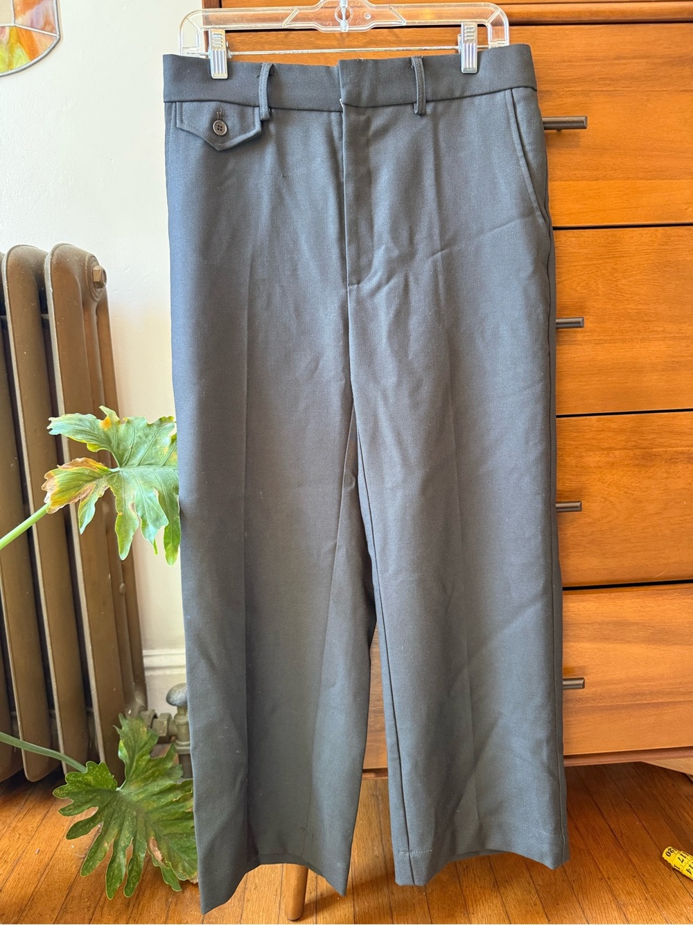 Caron Callahan Espresso Brown/Olive Straight-Leg Pants size 6 Small